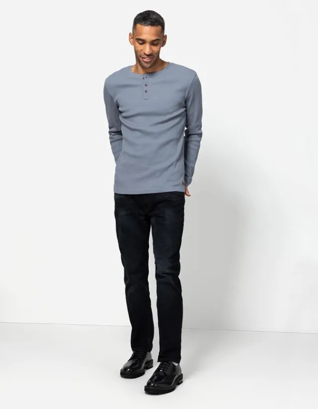 Sale Langarmshirt - Henley-Ausschnitt - Herren Langarmshirts