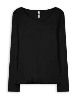 Fashion Langarmshirt - Knopfleiste - Damen Langarmshirts
