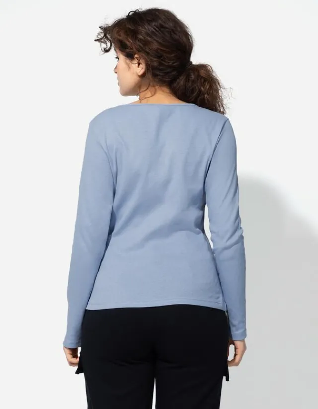 Sale Langarmshirt - Knopfleiste - Damen Langarmshirts