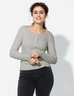 New Langarmshirt - Knopfleiste - Damen Langarmshirts