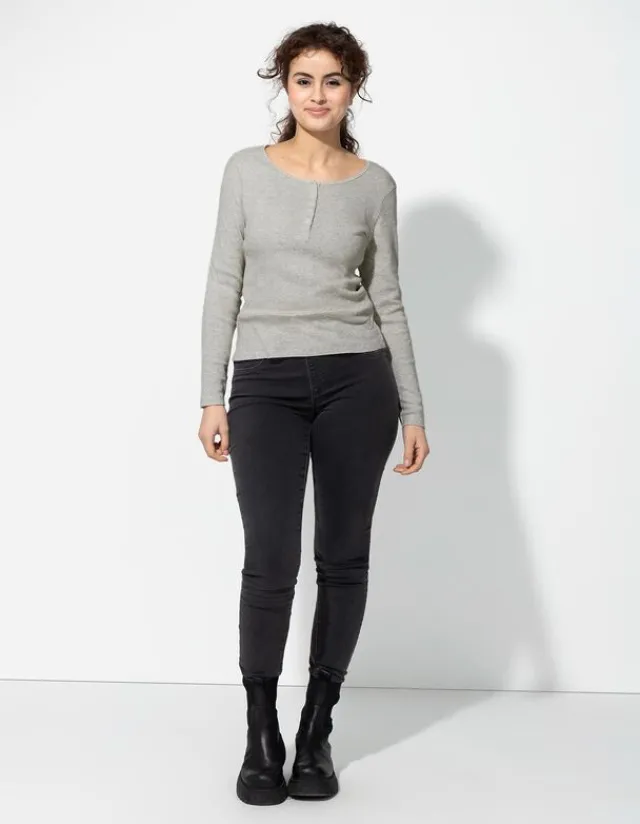 New Langarmshirt - Knopfleiste - Damen Langarmshirts