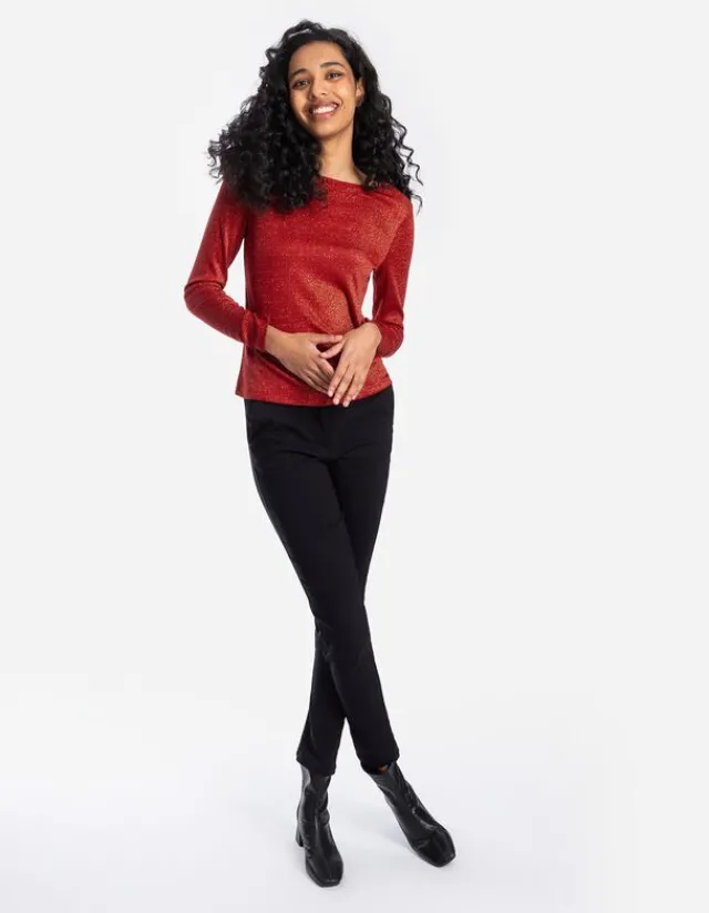 Discount Langarmshirt - Lurex - Damen Langarmshirts