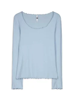 Discount Langarmshirt - Muschelsaum - Damen Langarmshirts