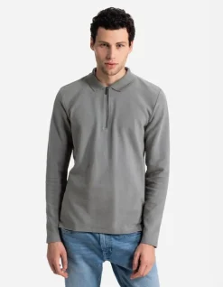 Online Pololangarmshirt - Rei&szlig;verschluss - Herren Langarmshirts