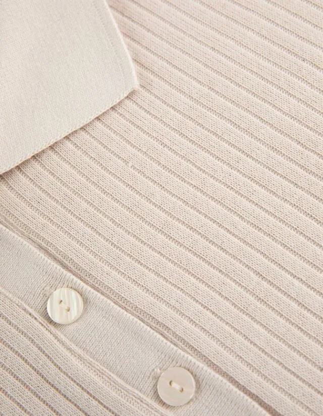 Outlet Poloshirt - Rippenstruktur - Damen Langarmshirts