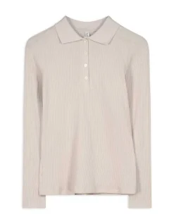 Outlet Poloshirt - Rippenstruktur - Damen Langarmshirts