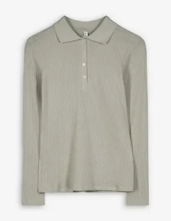 New Poloshirt - Rippenstruktur - Damen Langarmshirts