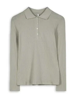 New Poloshirt - Rippenstruktur - Damen Langarmshirts