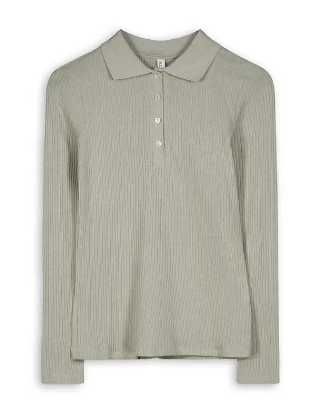 New Poloshirt - Rippenstruktur - Damen Langarmshirts