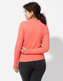 Sale Poloshirt - Rippenstruktur - Damen Langarmshirts