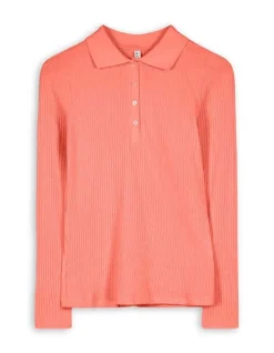 Sale Poloshirt - Rippenstruktur - Damen Langarmshirts