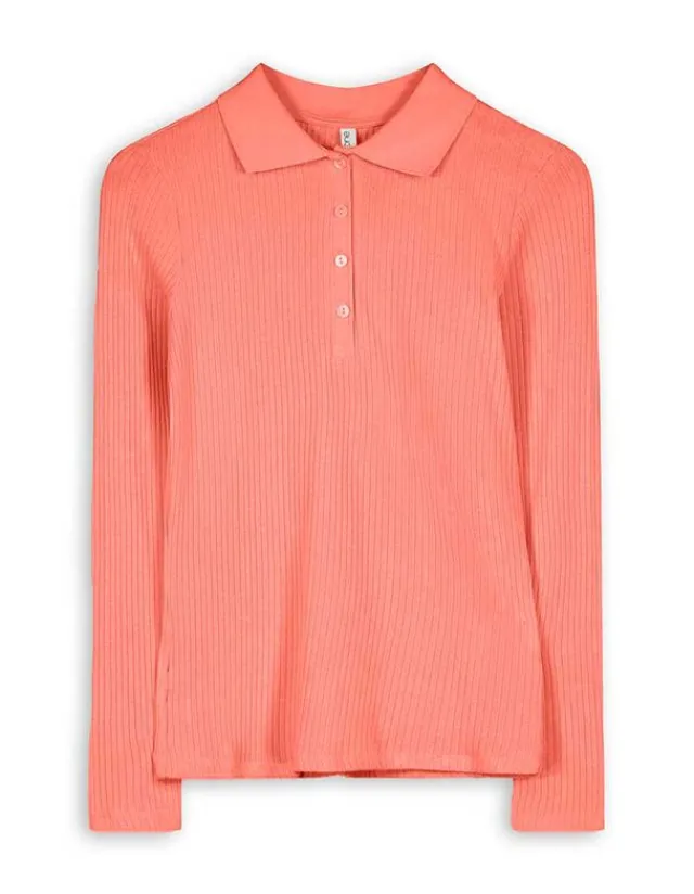 Sale Poloshirt - Rippenstruktur - Damen Langarmshirts