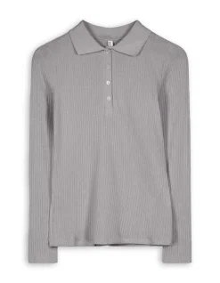 Sale Poloshirt - Rippenstruktur - Damen Langarmshirts