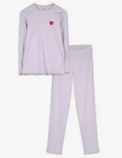 New Pyjama Set aus Langarmshirt und Hose - Muschelsaum - Kinder Mädchenkleidung