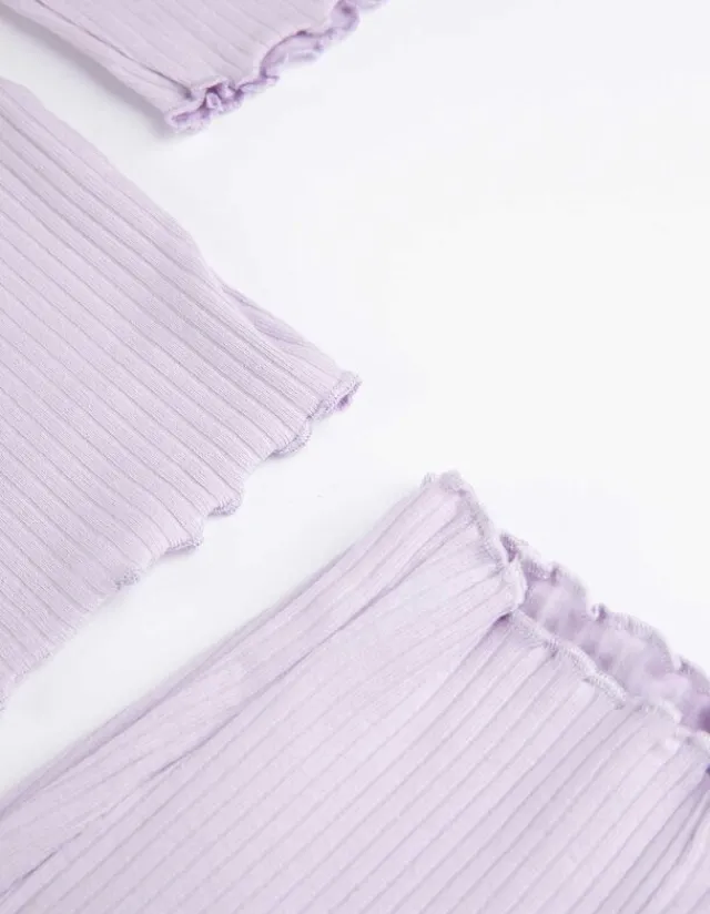 New Pyjama Set aus Langarmshirt und Hose - Muschelsaum - Kinder Mädchenkleidung