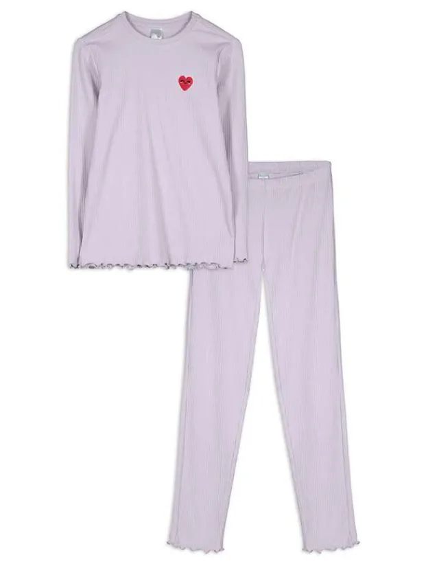 New Pyjama Set aus Langarmshirt und Hose - Muschelsaum - Kinder Mädchenkleidung