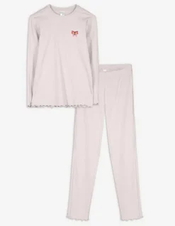 Clearance Pyjama Set aus Langarmshirt und Hose - Muschelsaum - Kinder Mädchenkleidung