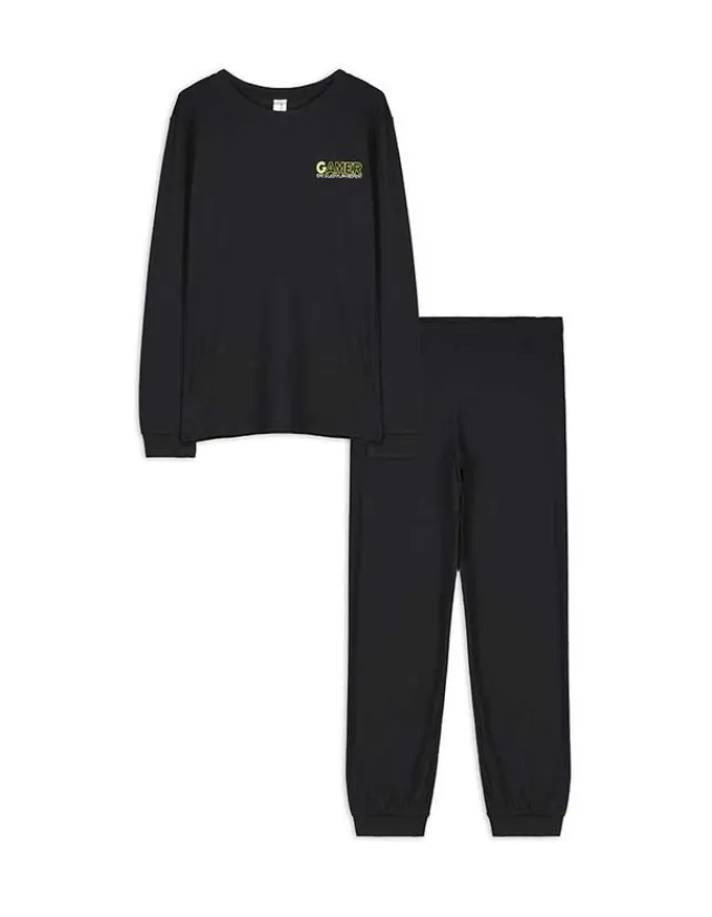 Clearance Pyjama Set aus Langarmshirt und Hose - Rückenprint - Kinder Jungenkleidung