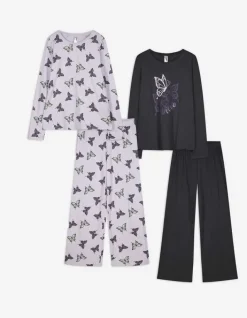 Fashion Pyjama Set aus Langarmshirt und Hose - 2er-Pack - Kinder Mädchenkleidung