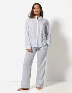 Hot Pyjama Set aus Langarmshirt und Hose - Streifen - Damen Nachtwäsche