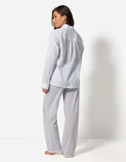 Hot Pyjama Set aus Langarmshirt und Hose - Streifen - Damen Nachtwäsche