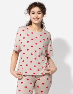Best Pyjamaoberteil - Allover-Print - Damen Nachtwäsche