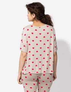 Best Pyjamaoberteil - Allover-Print - Damen Nachtwäsche