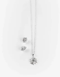 Online Set aus Kette und Ohrring - Ziersteine - Damen Accessoires