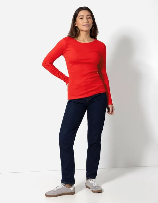 Discount Shirt - Rippenstruktur - Damen Langarmshirts