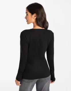 Discount Shirt - Rippenstruktur - Damen Langarmshirts