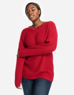 New Strickpullover - Spitzenbesatz - Damen Pullover
