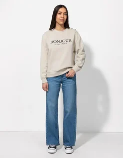 Outlet Sweatshirt - Zierkn&ouml;pfe - Damen Sweatshirts