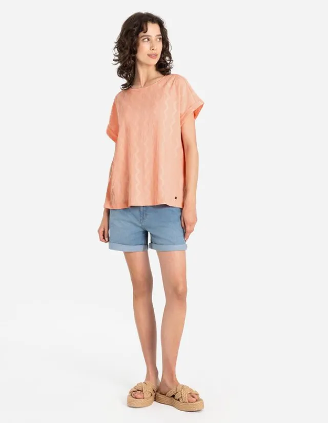 Clearance T-Shirt - Ärmel mit fixiertem Aufschlag Damen Blusen