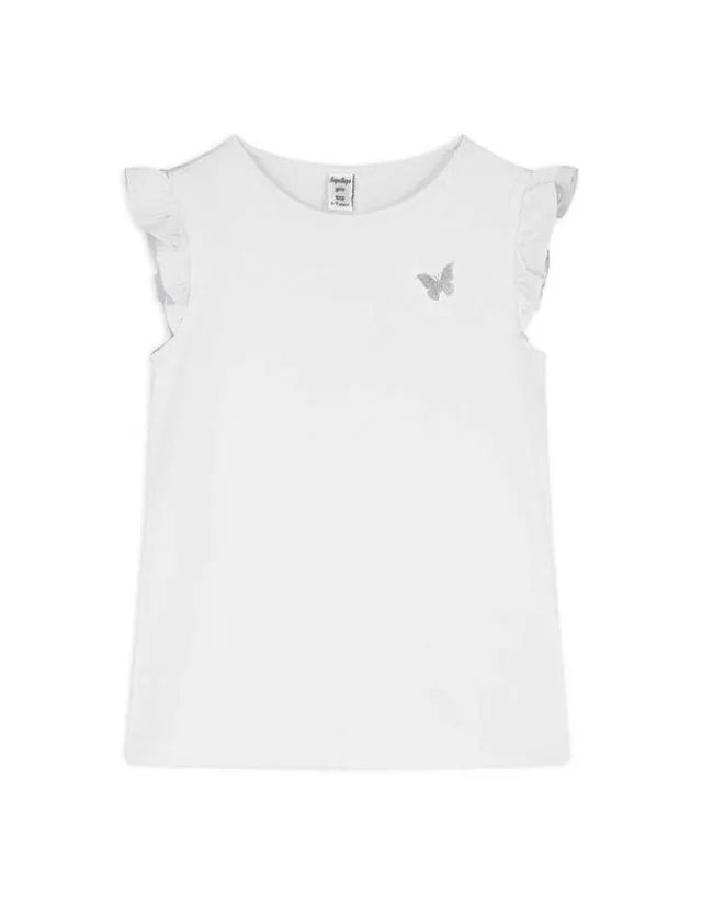 Fashion T-Shirt - Ärmel mit Volants - Kinder Mädchenkleidung
