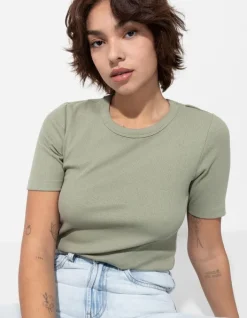 New T-Shirt - Rippenstruktur - Damen T-shirts