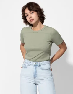 New T-Shirt - Rippenstruktur - Damen T-shirts