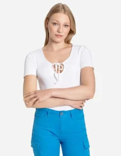 Discount T-Shirt - Schl&uuml;sselloch-Ausschnitt Damen T-shirts