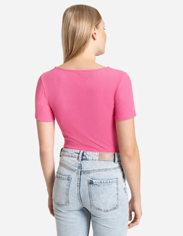 Hot T-Shirt - Schlüsselloch-Ausschnitt Damen T-shirts