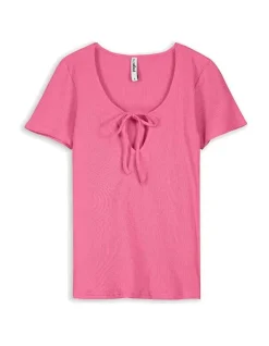Hot T-Shirt - Schlüsselloch-Ausschnitt Damen T-shirts
