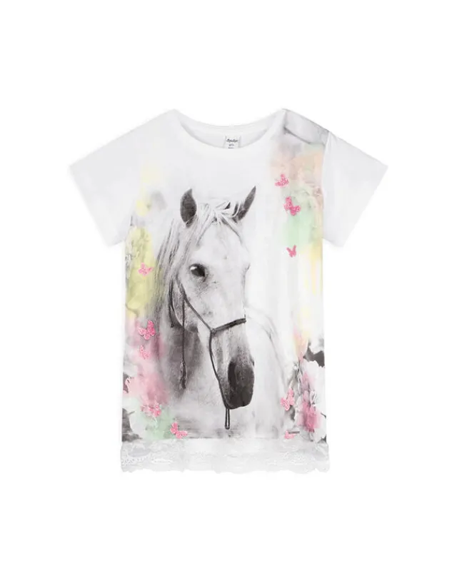 Discount T-Shirt - Spitzenbesatz Kinder Mädchenkleidung